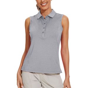 MEETYOO Vrouwen Dames Actieve Mouwloze Polo -Lichtgeel-XL