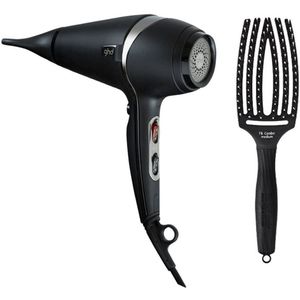 ghd Air Haardroger zwart + Olivia Garden Fingerbrush Combo Zwart Medium