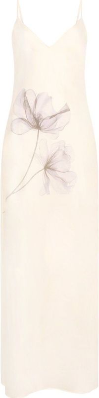 Hunkemöller Slipdress Long Satin Floral Wit S