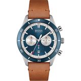 Hugo Boss Santiago 1513860 Horloge - Leer - Bruin - Ø 44 mm