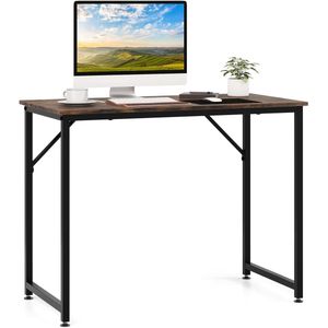 COSTWAY Bureau, kleine computertafel, 100 x 50 x 77 cm, bureautafel, pc-tafel, metalen frame, voor thuiskantoor, werkkamer
