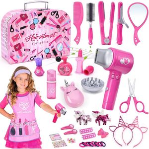 Kappersset voor kinderen - Haardroger, Krultang, Kammen en Accessoires - Speelgoed voor Meisjes van 3 tot 8 Jaar