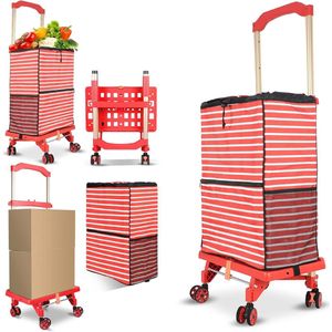 Opvouwbare winkelwagen - Rood - Tas inbegrepen shopping trolley