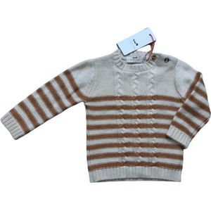 Trui Leni maat 12 mnd off white met caramel