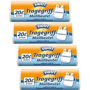 Swirl afvalzakken pedaalemmerzakken met handvatten antibact.20ltr Multipack 4 rollen van 20 vuilniszakken