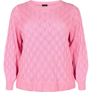 ZIZZI MELSA, L/S, BOATNECK PULLOVER Dames Blouse - Pink - Maat S (42-44)