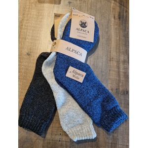 6 Paar - Alpaca Wollen Sokken - Maat 35-38 - Huissokken - Wandelsokken