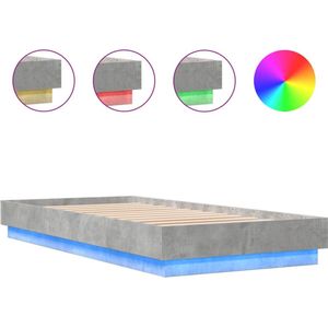 vidaXL - Bedframe - met - LED-verlichting - betongrijs - 90x200 - cm