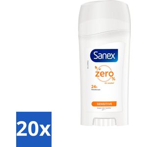 20 x Sanex Deodorant Stick Dermo Sensitive 65 ml - 24 Uur Bescherming - Dermo Sensitive