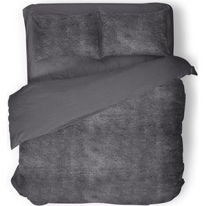 Eleganzzz Dekbedovertrek Flanel Fleece - Dark Grey - Dekbedovertrek 200x200/220cm - 100% flanel fleece - Tweepersoons dekbedovertrekken