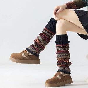 Beenwarmers voor dames, lange laarzenovertrekken, gestapelde sokken, dikke warme winterbeenwarmers, leggings, kniehoge laarzenovertrekken,Zwart