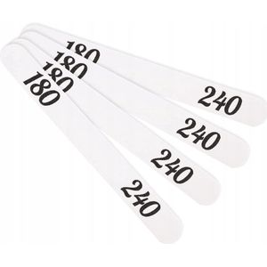 10x Nagelvijl Recht 180/240 Grit Wit - Professioneel Manicure Gereedschap