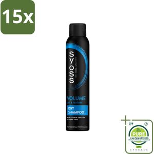 15 x SYOSS - Volume Droogshampoo - Shampoo - Voor Volumeboost - 200ml - Grootverpakking - Droogshampoo - Volume Shampoo - Haarvolume - Fris Haar - Haarverzorging