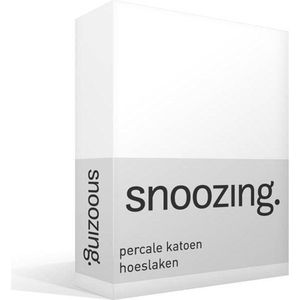 Snoozing - Hoeslaken  - Lits-jumeaux - 200x200 cm - Percale katoen - Wit