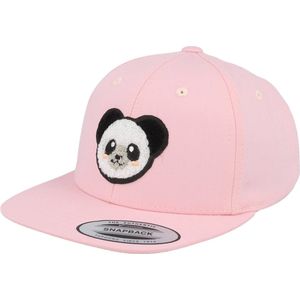 Hatstore- Kids Chenille Panda Patch Pink Snapback - Kiddo Cap Cap
