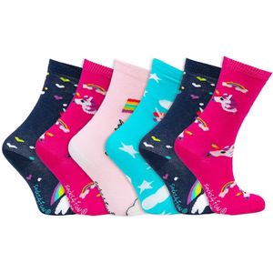 Kindersokken | Grappige sokken | Print: Eenhoorn | Kleur: Meerkleurig | Maat: Diverse maten | 6 paar