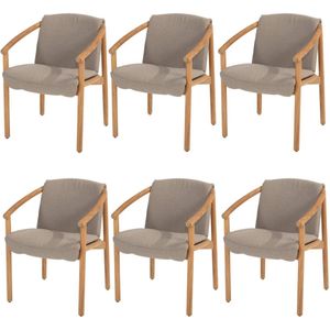 4 Seasons Outdoor - Tess - Tuinstoel - Teak - Set van 6 - Inclusief Kussens