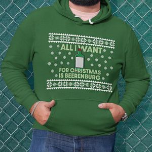 Foute Kerst Hoodie Groen All I Want For Christmas Is Beerenburg XS
