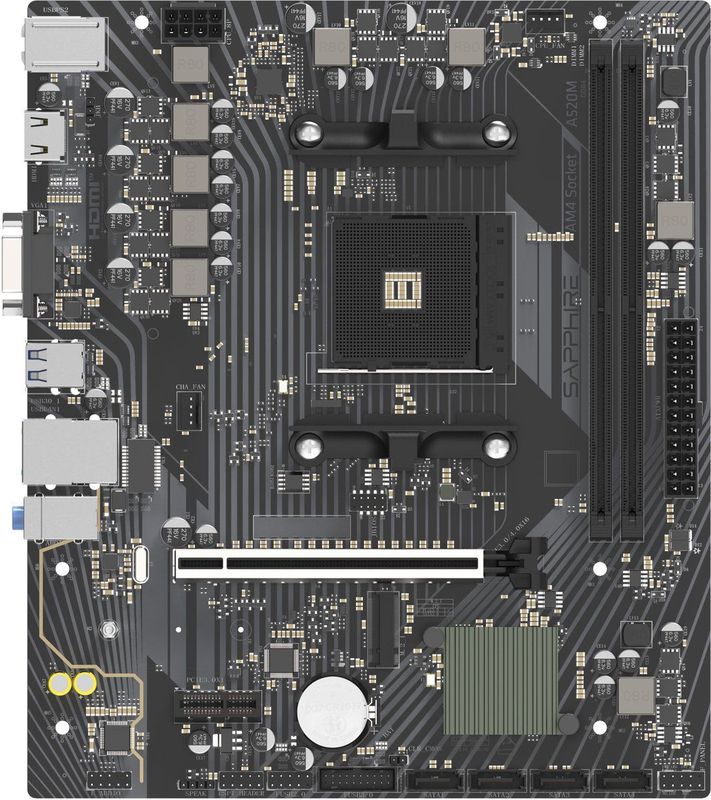 Sapphire A520M-E - Moederbord - Micro-ATX - AMD A520 - AMD AM4 socket - DDR4 RAM