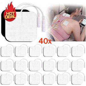 TENS/EMS elektroden pads-40 stuks elektrodenpads-voor TENS EMS-Stimulatiestroomapparaat-Met 2 mm stekker-4X4CM-wit&zwart
