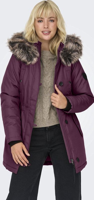 Only - ONLIRIS FUR - Winterparka - Mauve Wine - Imitatiebont aan de Capuchon