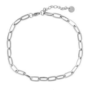 Eenvoudige zilveren schakel enkelband - roestvrij staal - enkelband - verstelbare enkelband - Verzilverd - damessieraden - Dottillove.