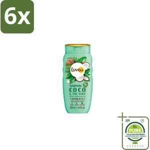 Lovea – Shampoo – Kokos & Groene Thee – Verfrissend – 250 ml - Voordeelverpakking - 6 stuks - Shampoo Kokos en Groene Thee - Natuurlijke haarverzorging