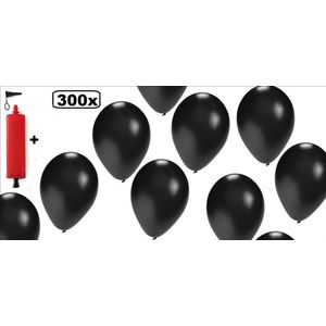 300x Ballonnen zwart met pomp - dark black and white begrafenis dood halloween uitvaart