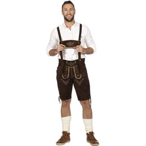 Wilbers & Wilbers - Boeren Tirol & Oktoberfest Kostuum - Bierfeest Lederhosen Duitse Dorstige Dieter Man - Zwart - Maat 58 - Bierfeest - Verkleedkleding