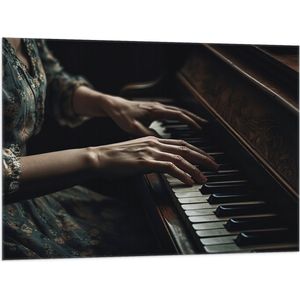 Vlag - Muziek - Piano - Handen - Mens - Jurk - 100x75 cm Foto op Polyester Vlag