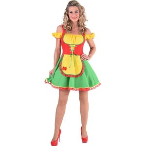 Dirndl in rood, geel en groen. Oktoberfest jurkje voor dames maat 46/48 (XL)