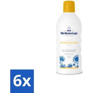 6 x Melkmeisje Bad en Douche Crème Zonnebloem en Melk 1000 ml - Douchecrème - Zonnebloem - Melkmeisje - Melkproteïnen - Hydratatie