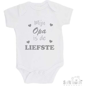 100% katoenen Romper ""Mijn Opa is de liefste"" Unisex Katoen Wit/grijs Maat 68/74