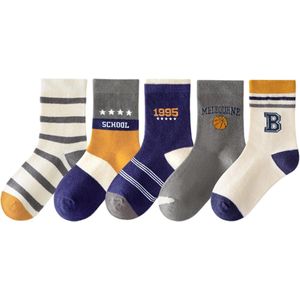 Antislipsokken voor kinderen - 5 paar ABS antislipsokken voor peuterjongens - Antislipsokken voor kinderen, maat M, geschikt voor jongens en meisjes van 3-5 jaar - Stijl H