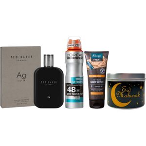 Ted Baker Cadeauset Ramadan Suikerfeest Men Eau de Toilette Ag Silver, Men Expert & Kneipp - Men Expert Deo Spray 150 ml Fresh Extreme - Kneipp Mini 75 ml Douche Men 2-in-1 Warm Woods - Ted Baker Eau de Toilette Men 100 ml Ag Silver