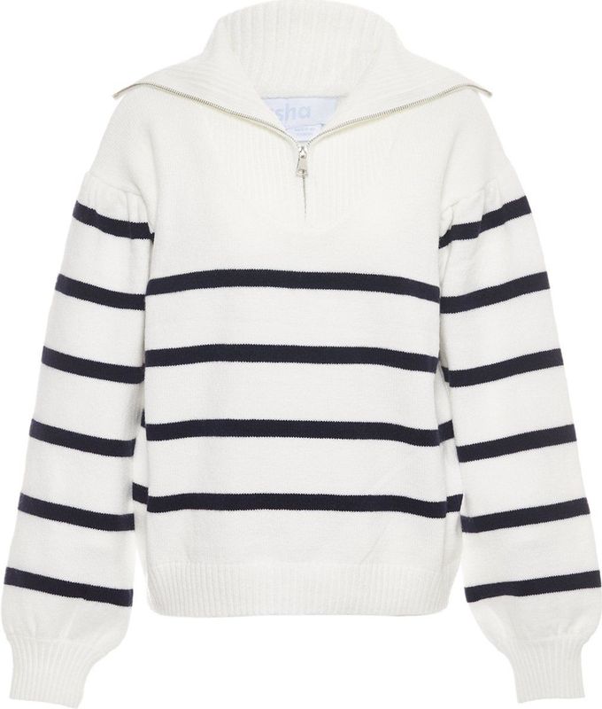 usha - Pullover - Gestreept - Met Reißverschluss