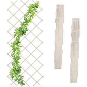 Relaxdays plantenklimrek uitschuifbaar - set van 3 - klimplantenrek 90x180 cm - wit - hout