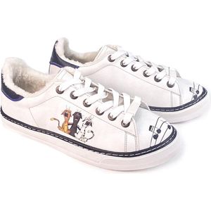 GOBY - Cats Laughing - Schoenen - Sneakers - Hoge kwaliteit - Handmade - Meisjesprint - Maat 37