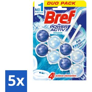 5 x Bref Toiletblok Power Activ Oceaan 2 stuks per verpakking - Toiletblok - Reiniging - Anti-kalk - Vuil Verwijderen - Oceaan Geur