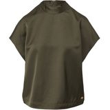 Blouse - Satijnachtige Viscoseblend - Ontspannen Pasvorm - Opstaande Kraag