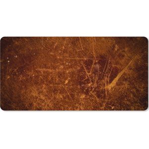 Muismat XXL - Bureau onderlegger - Bureau mat - Leer - Lederlook - Bruin - Oranje - 100x50 cm - XXL muismat