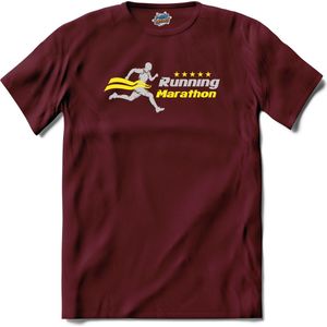 Running Marathon | Hardlopen - Rennen - Sporten - T-Shirt - Unisex - Burgundy - Maat S