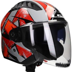 LS2 Helm Copter II Kanji OF600 grijs / rood maat S