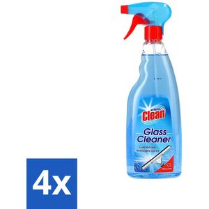 4 x At Home - Clean - Glasreiniger Spray - Streepvrij - 750 ml - Glasreiniger - Streeploos Schoon - Ramen Schoonmaken - Spiegels Schoonmaken - Marmeren Oppervlakken