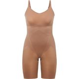 Spanx Thinstincts 2.0 - Closed-Bust Mid-Thigh Bodysuit - Kleur Cafe au Lait (donkere huidskleur) - Maat S