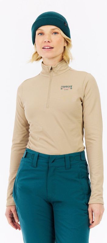 Protest Prtgentle - Skipully Dames - Lange mouwen - 1/4 rits – Bamboobeige