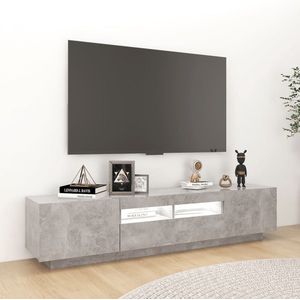 The Living Store Tv-meubel Betongrijs Hifi-kast 180x35x40cm - LED-verlichting - USB-aansluiting
