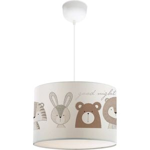Hanglamp voor kinderen 21x28 cm E27 wit met dierenmotief