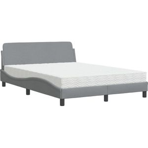 vidaXL - Bed - met - matras - stof - lichtgrijsx200 - cm