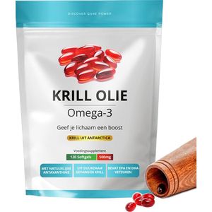 Krillolie Capsules 120 Stuks | 1000 mg per Dag | Rijke bron van Omega-3 | Beste alternatief voor Visolie | Geen vieze nasmaak van vis | 2 maanden Krill Olie voorraad